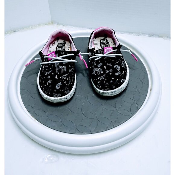 Hey Dude Wendy Toddler Unicorn Shoes Black/Pink K8 EU 25 Lightweight Casual Canv - Picture 1 of 7